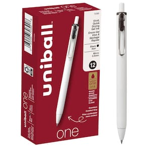 Caneta de gel Uni-Ball One de 0,5 mm Micro Black, pacote com 12
