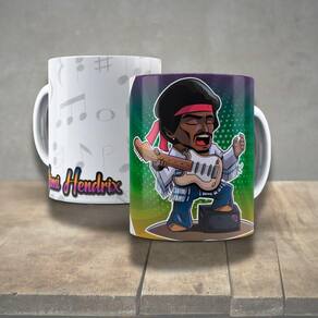 Caneca De Porcelana 325ml Decorada ícones Da Música Jimi Hendrix 2