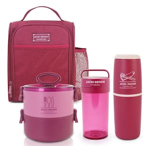 Conjunto Da Linha Joy Bolsa Térmica, Porta Escova E Pasta De Dente, Pote Marmita 2 Andares E Garrafa Vinho