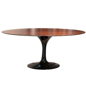 Mesa de Jantar Tulipa Saarinen Oval 198x122 cm Tampo Imbuia Base Preta