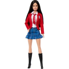 Boneca Barbie Lupita com uniforme escolar e botas inspiradas em RBD