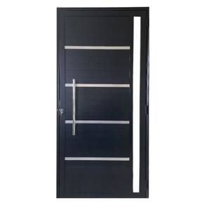Porta Lambril c/friso 2,10x60 lado ESQUERDO L-25 no alum. preto c/puxador redondo e vidro lateral