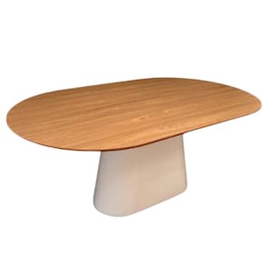 Mesa de Jantar Cone Oval Oblongo 180x100 cm Base Laqueado Tampo Freijó