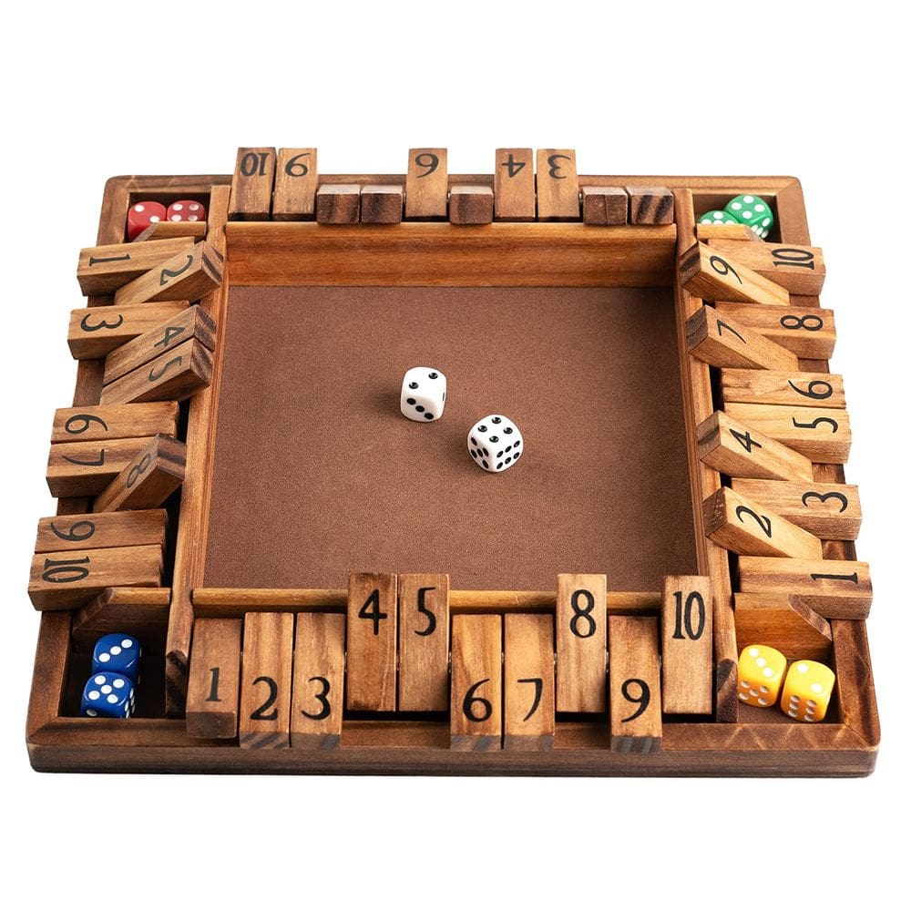 Jogo Shut The Box Funliktod Wooden para 1-4 jogadores com dados