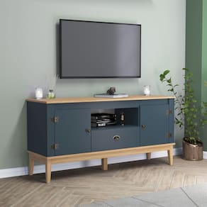 Rack - Colonial 135x66x41 cm 2 Portas 1 Gaveta MEL / PETROLEO