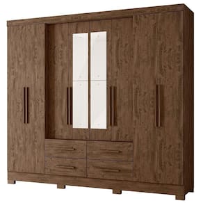 Guarda Roupa Casal San Lorenzo 8 Portas E 4 Gavetas Castanho Wood Com Espelho Moval Castanho Wood