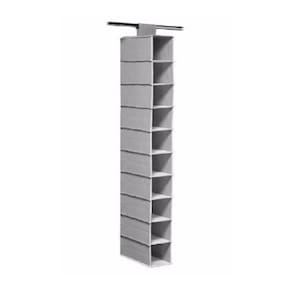 Sapateira Vertical Multiuso 10 Divisórias Prateleiras Organizador Cabideiro Para Armario Closet Cinza Linha Luxo