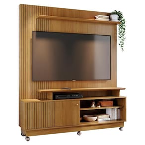 Estante Home Theater Ares Cumaru Para Tv Até 75 Com Rodízios Madetec Cumaru