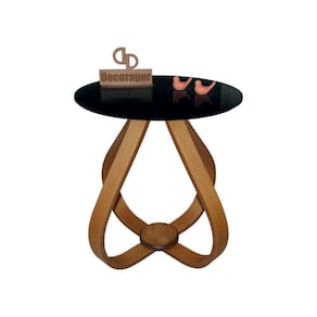 Mesa Lateral Cebola Com Vidro 50cm Preto 60cm