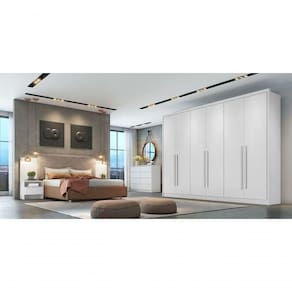 Guarda Roupa Casal 100% Mdf 6 Portas 8 Gavetas Robust -branco Móveis Novo Horizonte