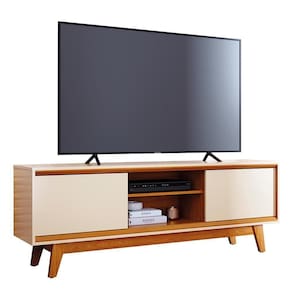 Rack Bancada Atlas Cinamomo Off White Para Tv Até 70 Madetec Cinamomo Off White