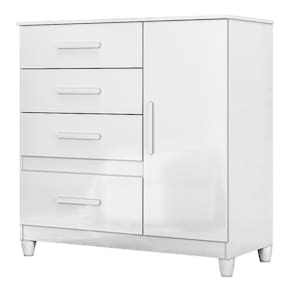 Cômoda Sapateira Vênus 1 Porta E 4 Gavetas Flex Branco Com Pés Moval Branco