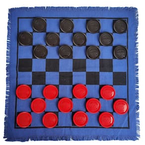 Jogo de tabuleiro Giant Checkers SEETOOOGAMES 3 em 1 azul reversível