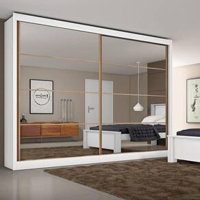 Guarda Roupa Casal Espelhado 2 Portas 6 Gavetas Sevilha-branco Acetinado Made Marcs