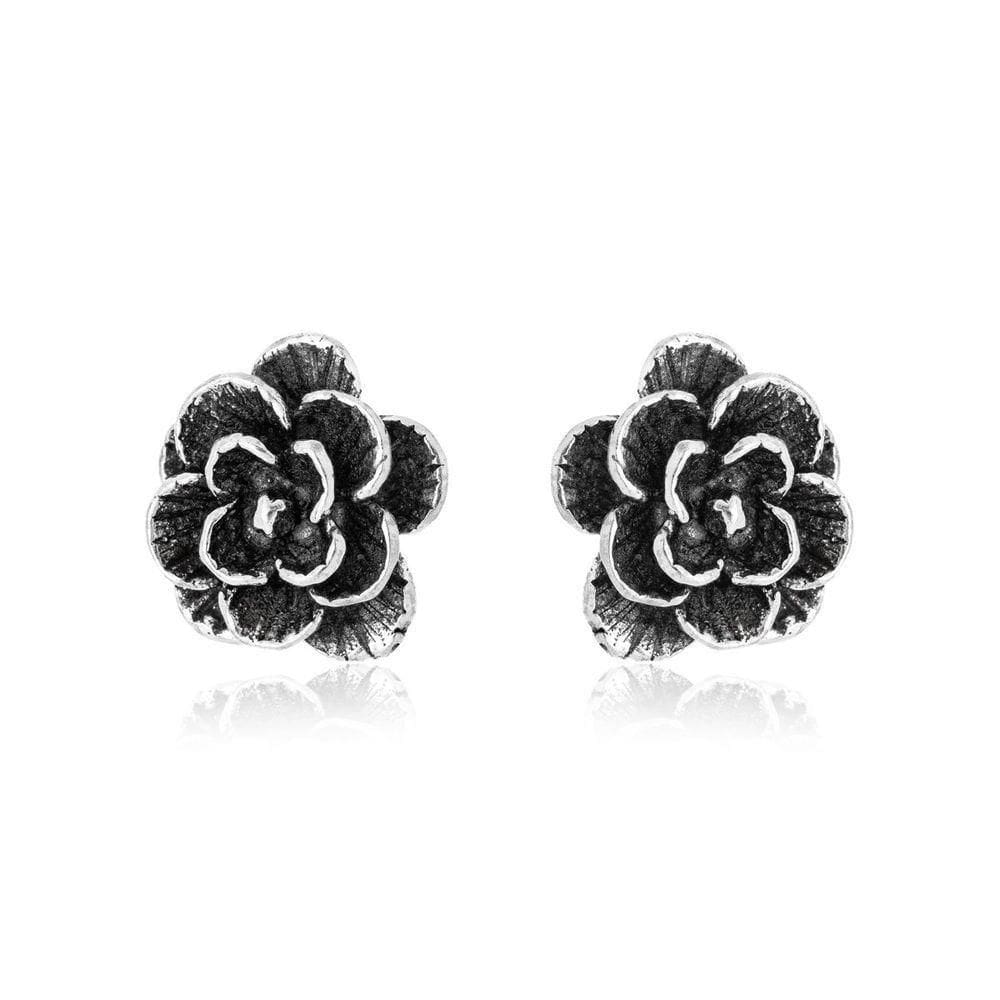 Brinco Rosa Grande 1,3cm Prata De Bali 925