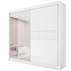 Guarda Roupa Casal Com Espelho 2 Portas 6 Gavetas Titanium Ripado-branco Móveis D`doro