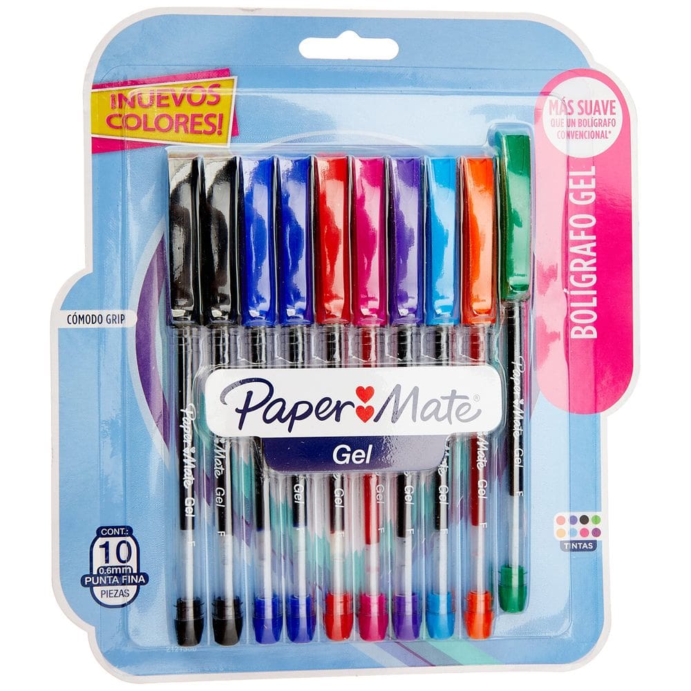 Blister com 10 canetas esferográficas Paper Mate Econogel