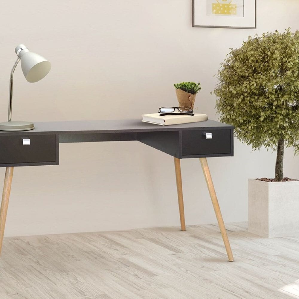 Mesa pé Palito Mart Home com Duas Gavetas - Mh11 Preto