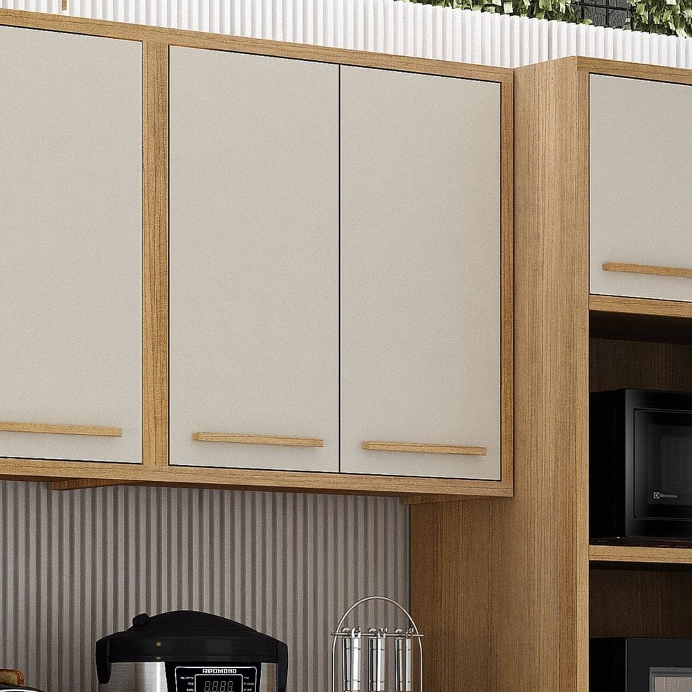 Armário Aéreo para Cozinha 2 Portas 80cm Cinamomo/Off White