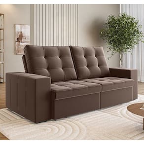 Sofá 200cm Retrátil e Reclinável 3 Lugares Bahamas Espresso Móveis Marrom
