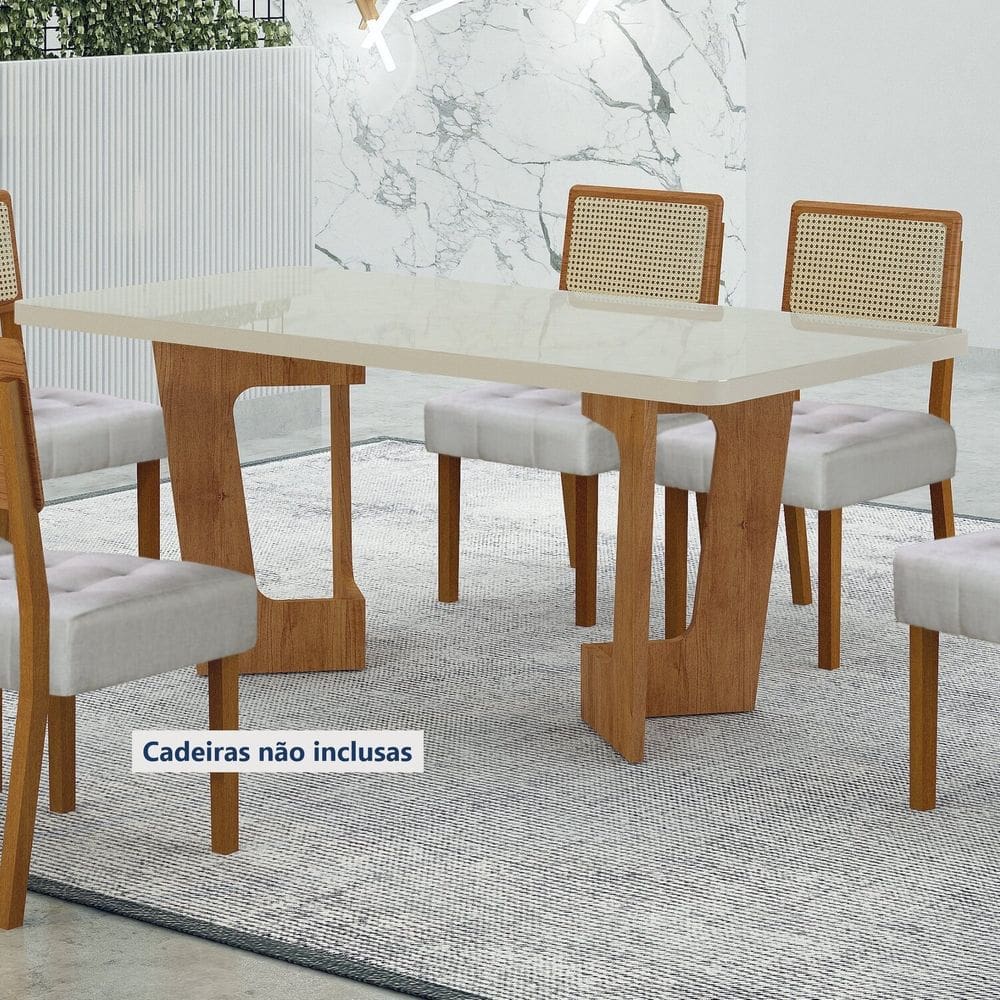 Mesa de Jantar 160cmx80cm Tampo de 40mm Liz Marrom/Bege
