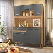 Armário de Cozinha 7 Portas 1 Gaveta Magazin Marrom/Cinza