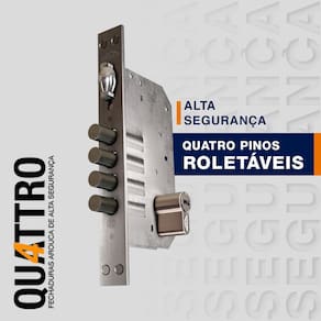Fechadura Rolete Alta Segurança 4410 Inox Cilindro 10cm