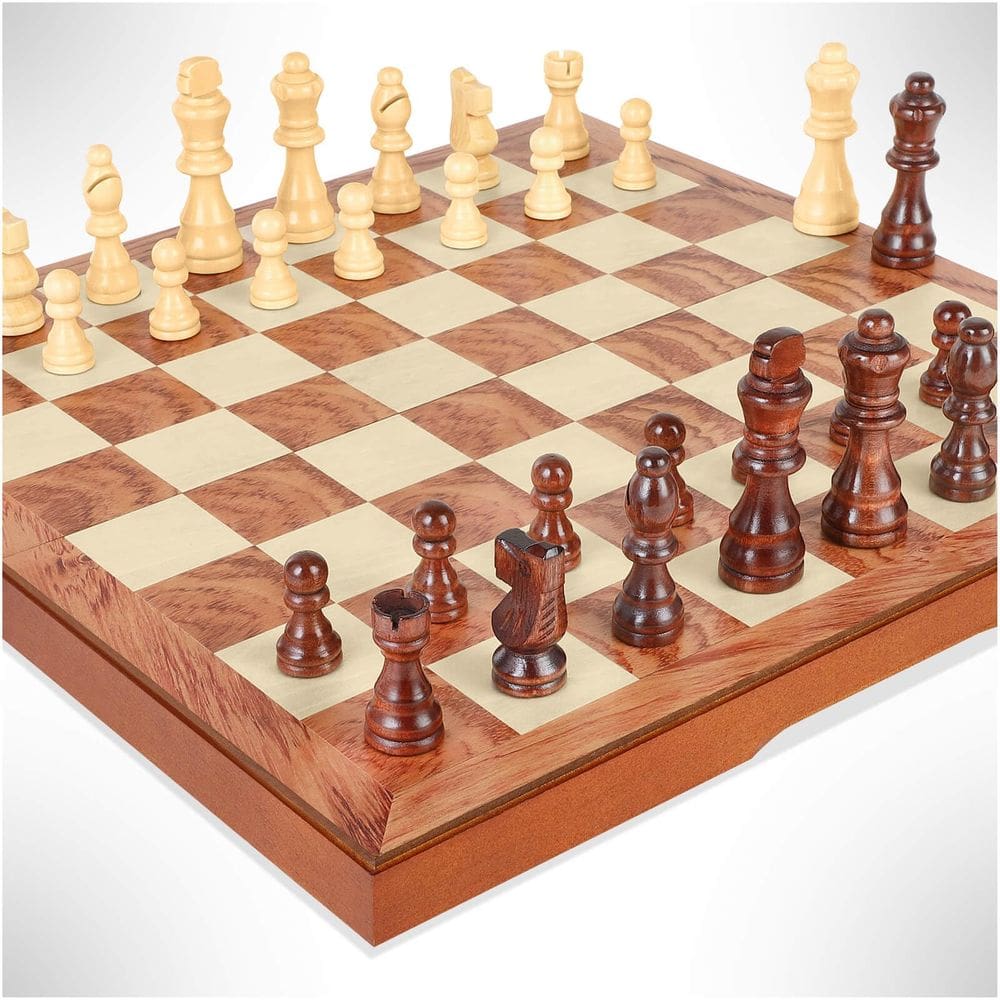 Conjunto de xadrez FanVince Wooden Board Game com sacos de armazenamento e rainhas