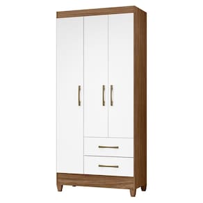 Guarda Roupa Solteiro Lima 3 Portas E 2 Gavetas Naturale Branco Moval Naturale Branco