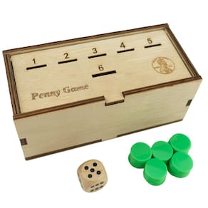 Jogo de tabuleiro YIPPLE Penny Game para 2-6 jogadores com caixa de madeira