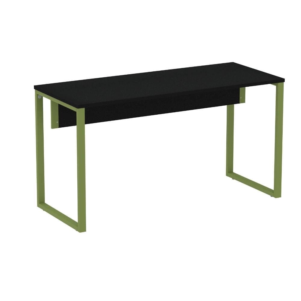 Mesa Escritório P25 TUB Pandin 120 cm (larg) Tampo MDP Preto Pé Aço Tubular Verde Mirô
