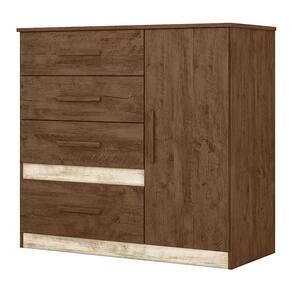 Cômoda Sapateira Vênus 1 Porta E 4 Gavetas Flex Castanho Wood Avelã Moval