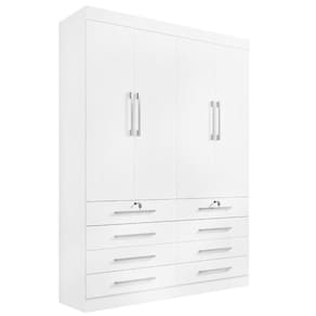 Guarda Roupa Solteiro 4 Portas 6 Gavetas Mônaco-branco Móveis D`doro
