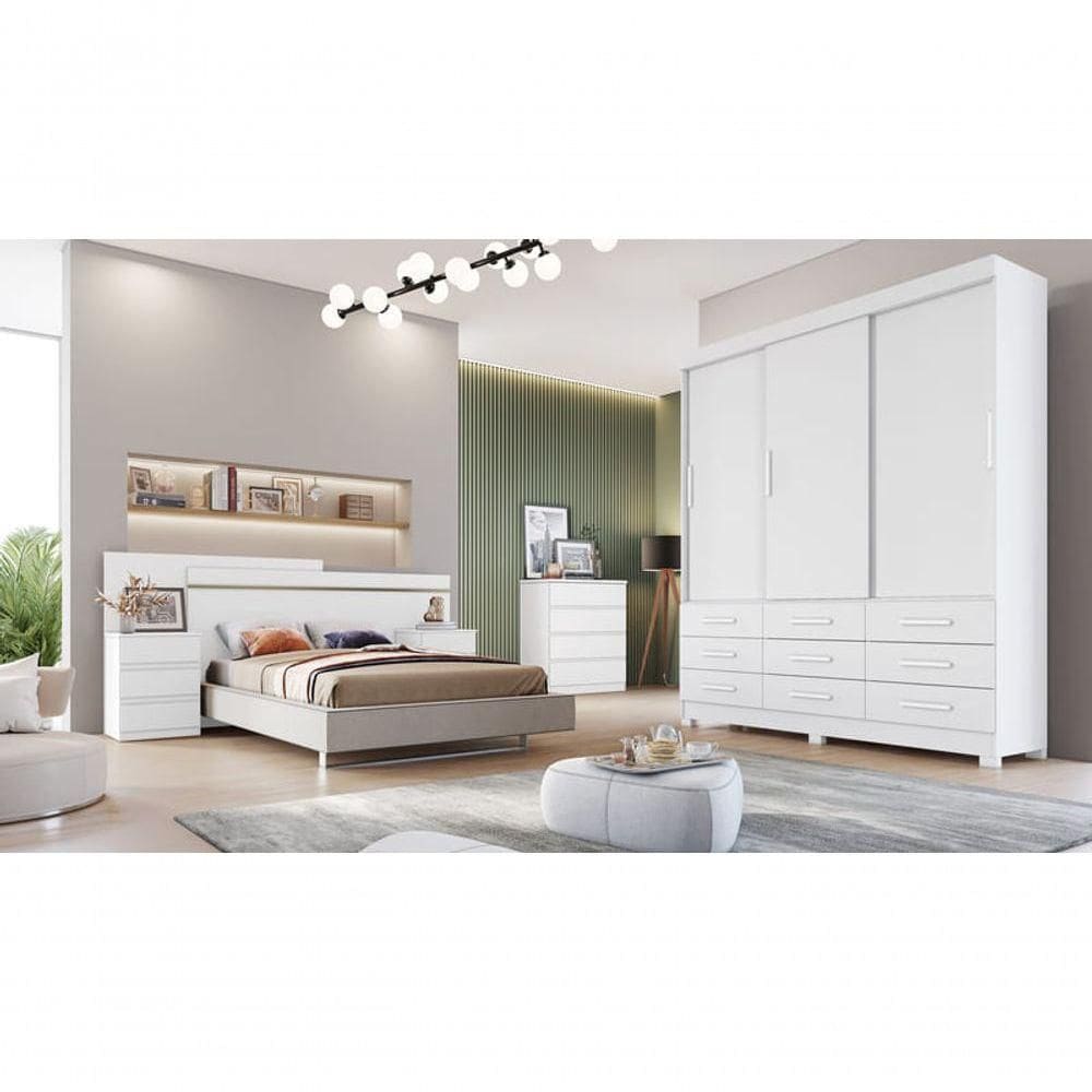 Guarda Roupa Solteiro 3 Portas 9 Gavetas Buriti-branco Móveis Novo Horizonte