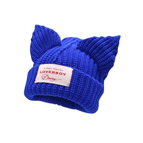 Chapéu de malha VPTMRP Cat Ear, gorro feminino, boné de lã, azul