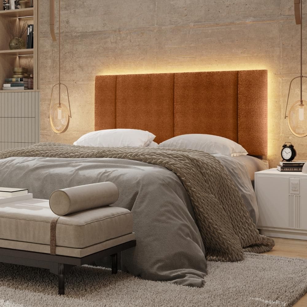 Cabeceira Casal Estofada com LED