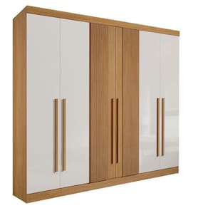 Guarda Roupa Casal 6 Portas 6 Gavetas Da Vinci Plus Ripado-cinamomo-off White Móveis D`doro
