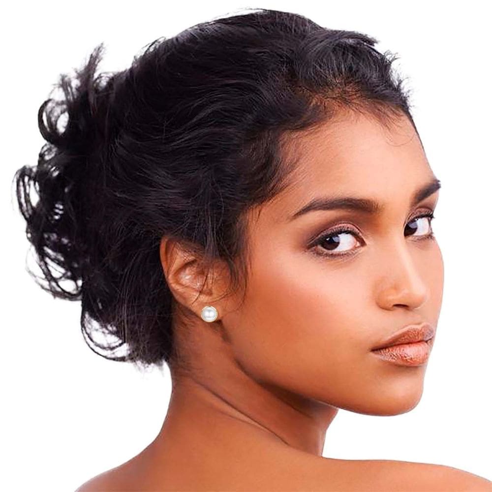 Brinco Feminino de Pressão Pérola Pequeno Festas Luxo