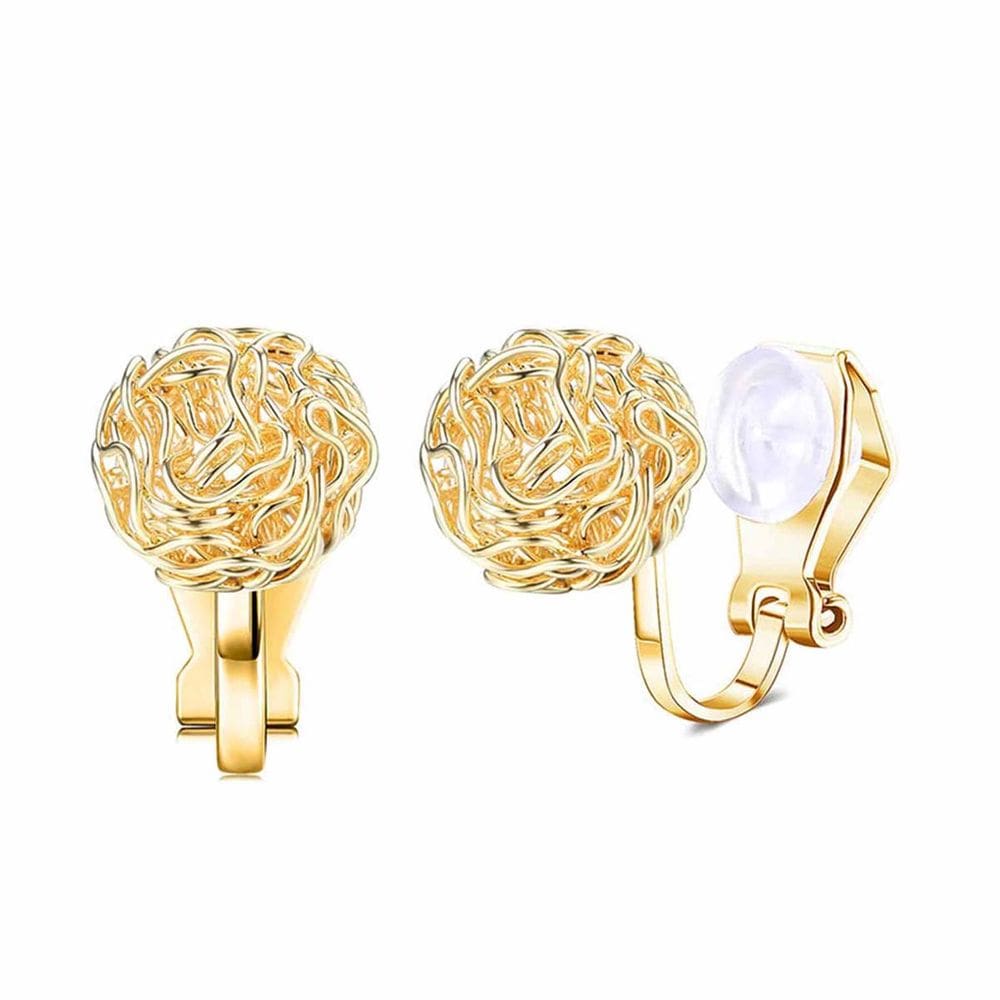 Brinco Feminino de Pressão Strass Luxo Pequeno Dourado
