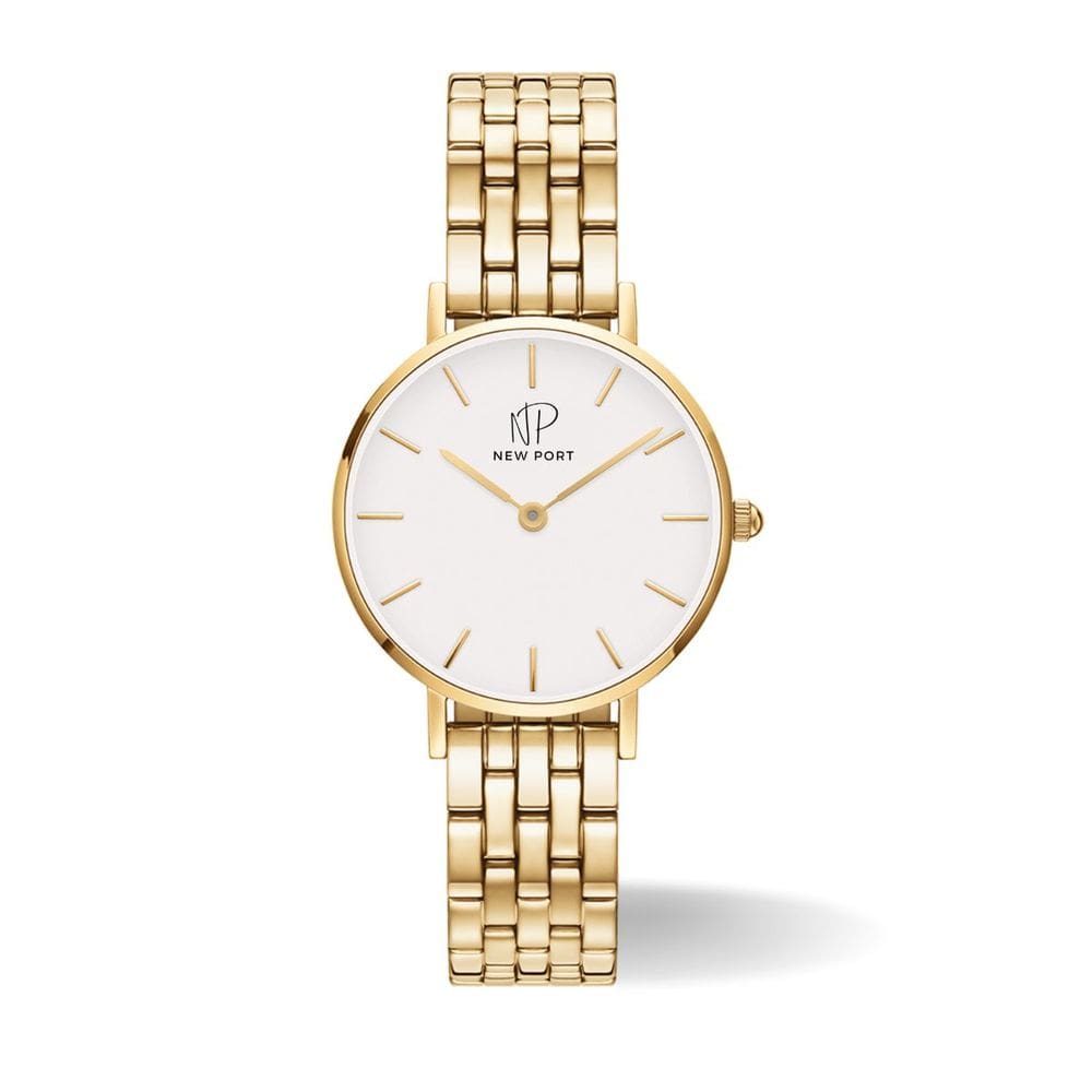 Relógio Feminino Dourado Elegante Analógico Prata New Port