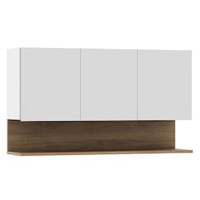 Armário de Cozinha Aéreo 118cm 3 Portas Duda Z34 Branco/Freijó - Mpozenato