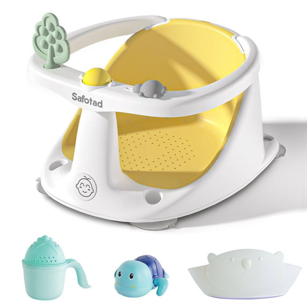 Assento de banho para bebês Safotad com ventosas para mais de 6 meses amarelo