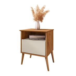 Mesa De Cabeceira Cancun 1 Gaveta Naturale Off White Bechara