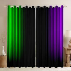 Cortinas de janela Feelyou Abstract Ombre Green Purple 2 painéis