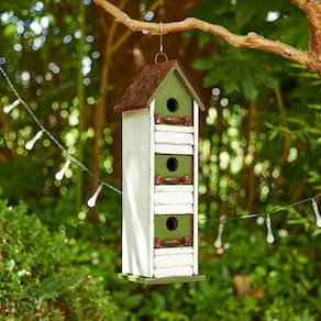 Birdhouse Glitzhome, jardim envelhecido, madeira maciça, 18 cm