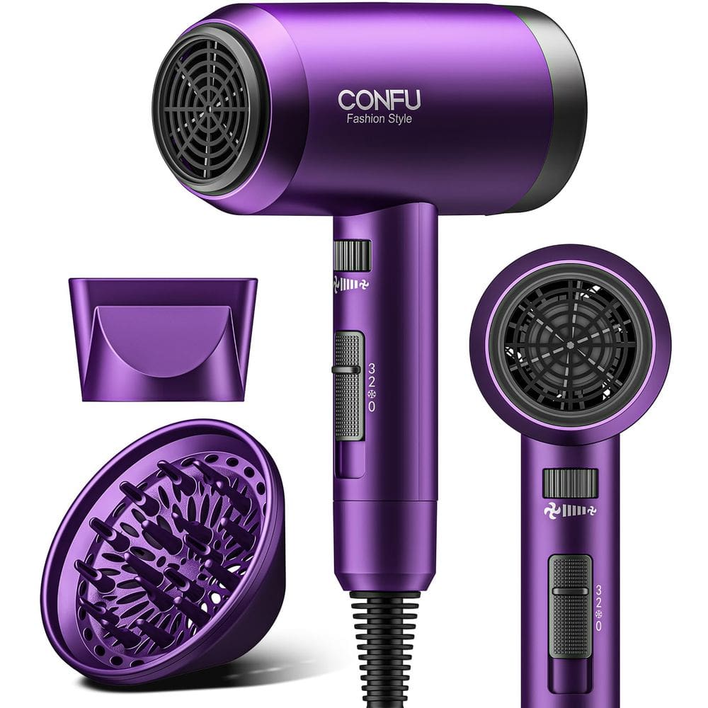 Secador de cabelo CONFU Ionic 1600W com difusor e bocal concentrador