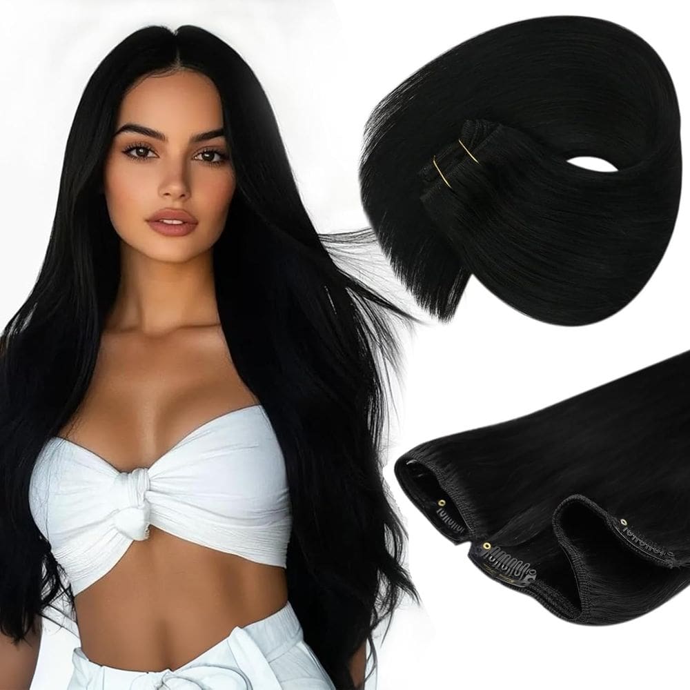 Extensões de cabelo Sunny Hair Clip em cabelo humano liso de 30 cm