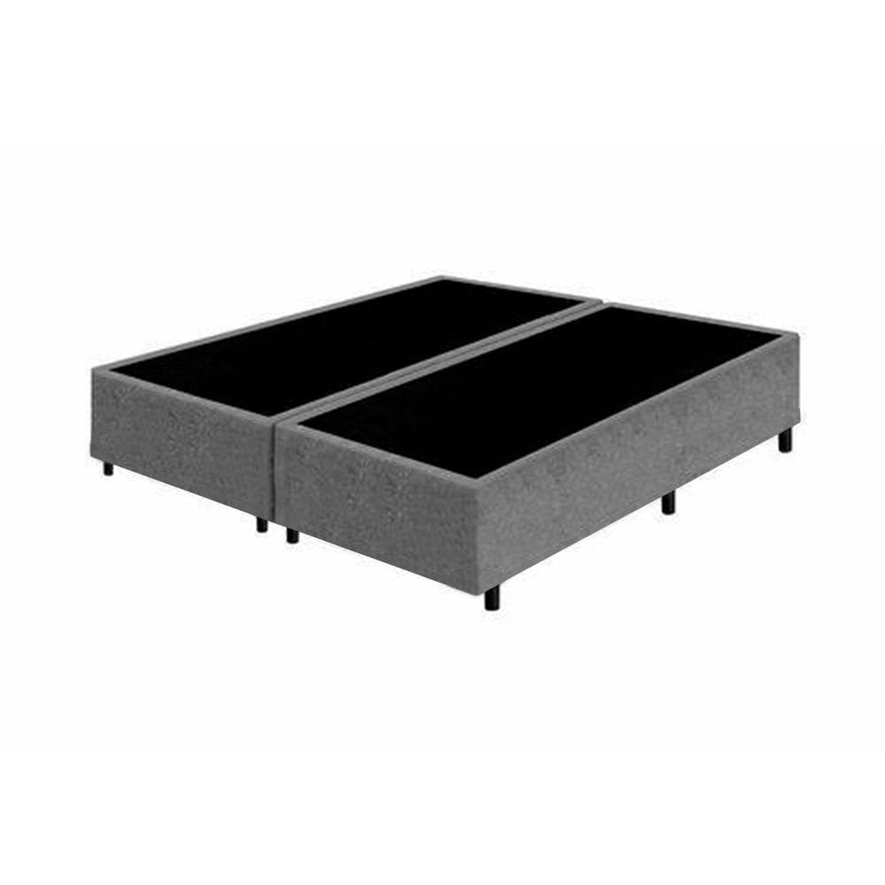 Cama Box King Bipartido Cinza Suede 40x192x203 - Santo Box