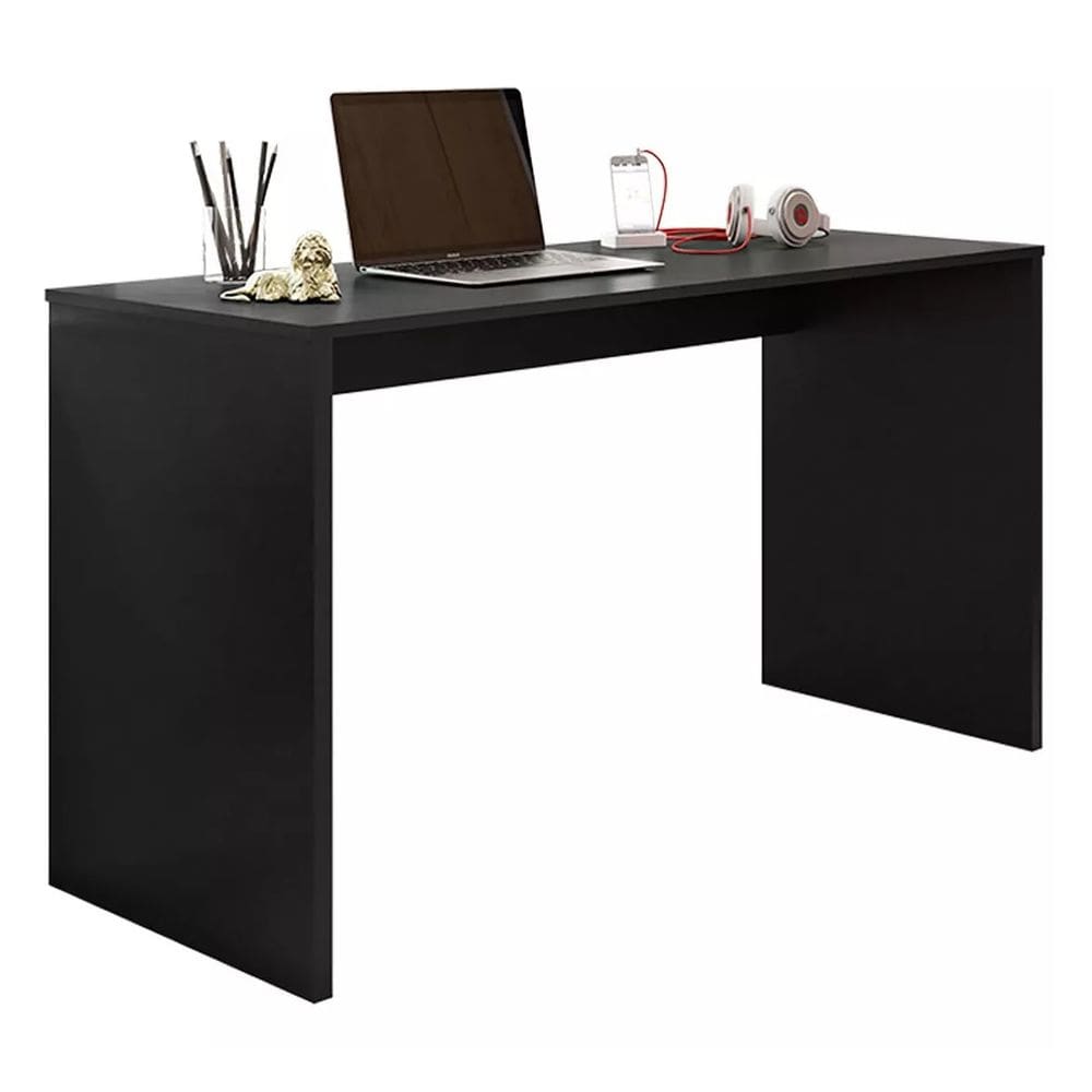 Mesa Home Office 127cm Escrivaninha Escritório Computador Estudos Aparador - Preto