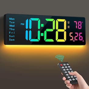 Relógio de parede digital Hournor 16 com 11 cores RGB e alarme